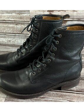 Frye Veronica Lace Up Combat Boot size 10 B color Black Leather